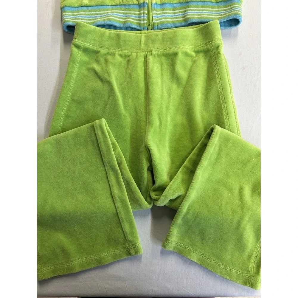 Vintage Y2K Just Friends Girls Green Velour Tracksuit 2 Pc Set Size 6X